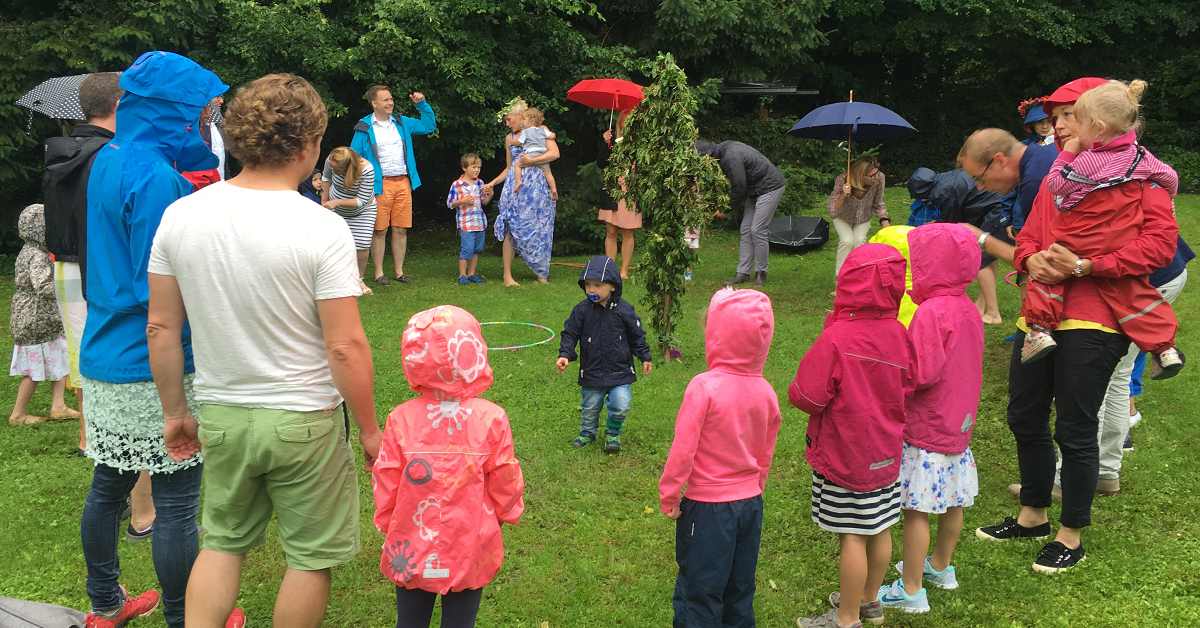 Midsummer party in rain