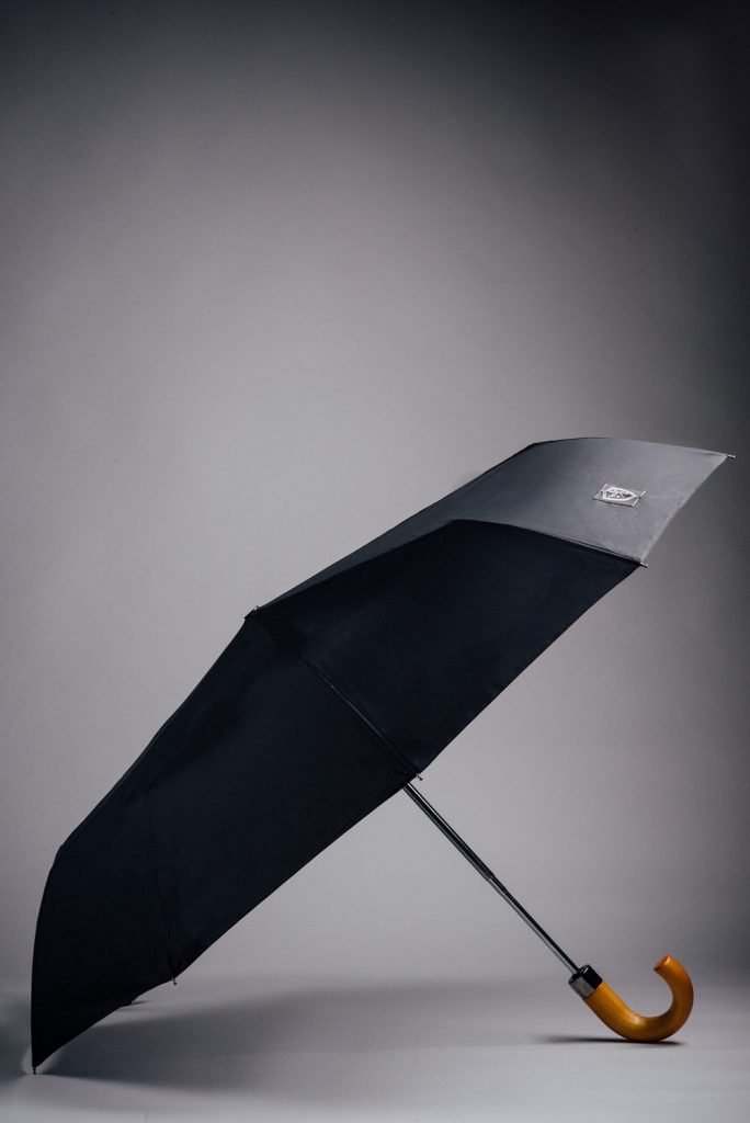 Recycled Black Compact Umbrella Rain and Son Classic and Stylish