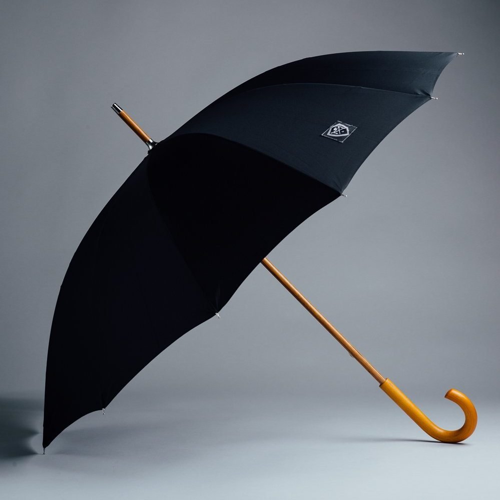 stylish black umbrella classic wooden handle