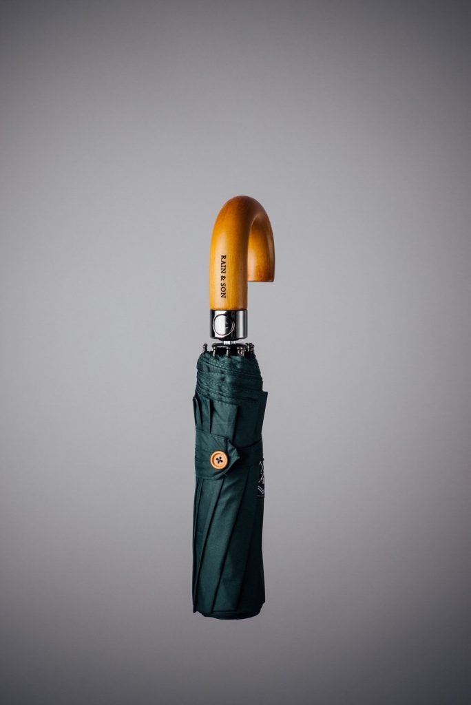 Dark Green Compact Umbrella - Rain and Son - Classic and