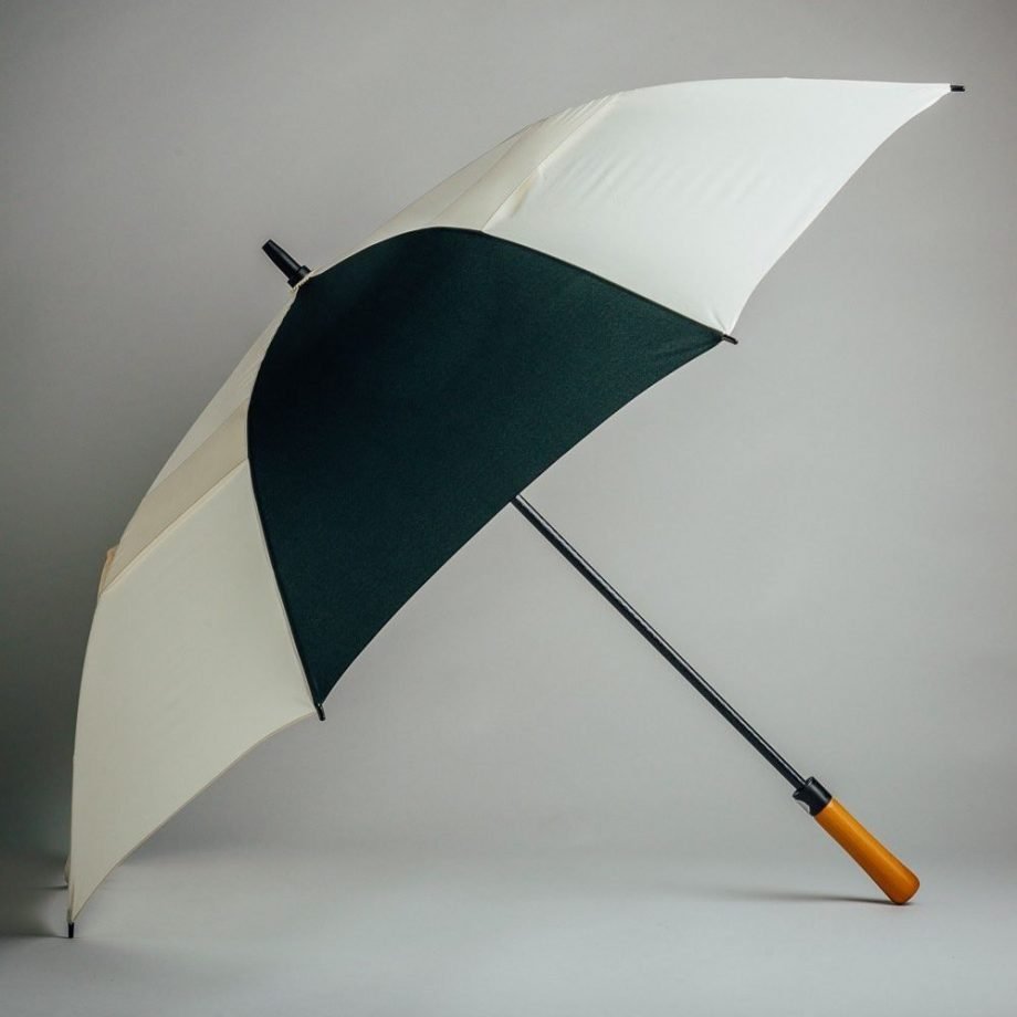 White and Dark Green Golf Umbrella Rain and Son Classic and Stylish