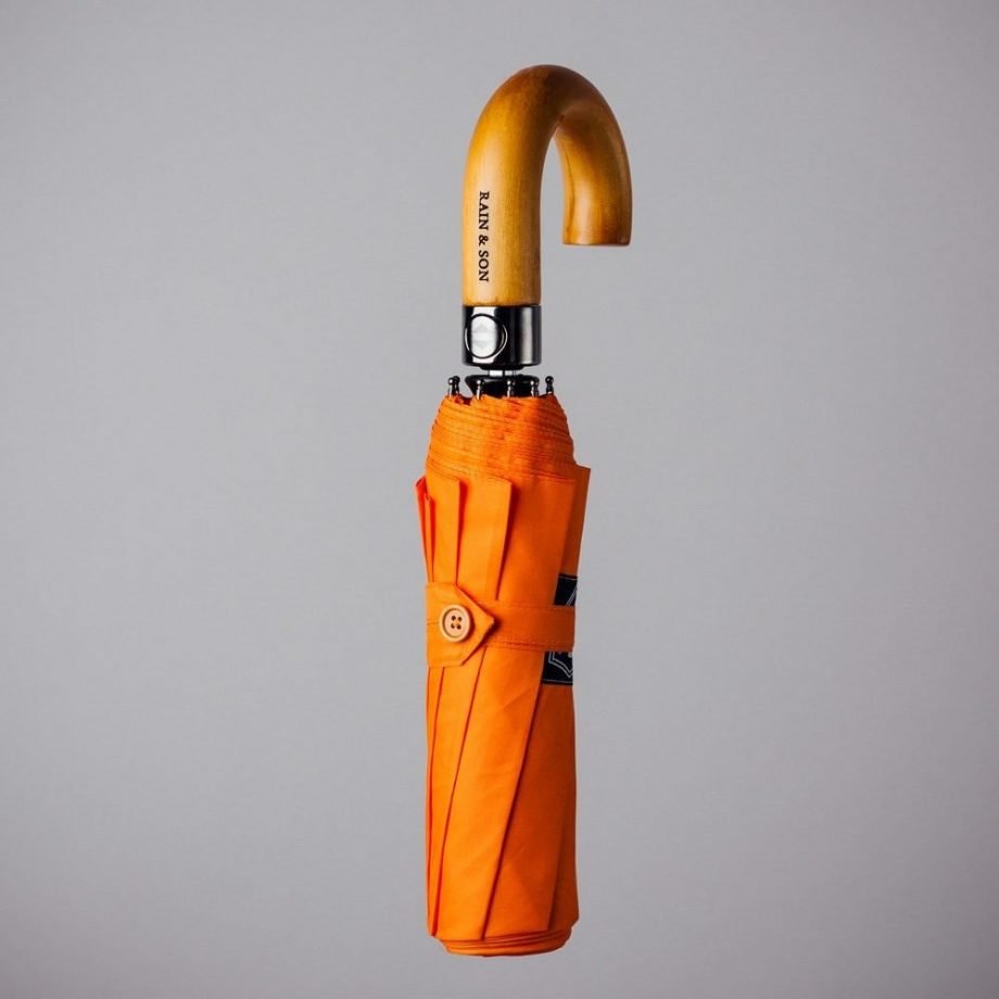 Orange Compact Umbrella Rain and Son Classic and Stylish Umbrellas