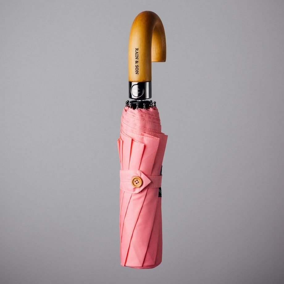 Recycled Pink Compact Umbrella Rain and Son Classic and Stylish