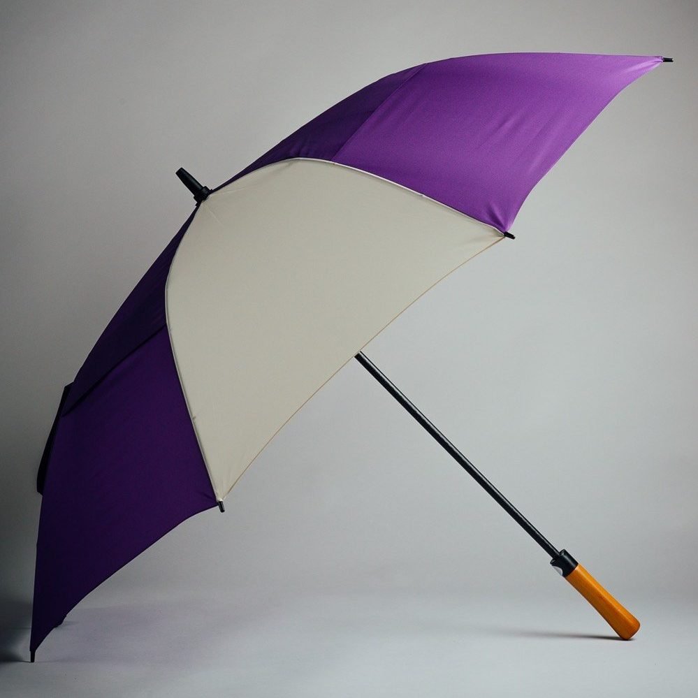 purple and white golf umbrella for golfers