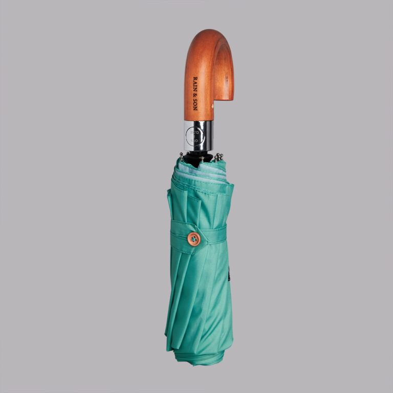 Recycled Turquoise Compact Umbrella Rain and Son Classic and